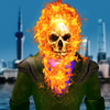 Игра -  призрачный огненный череп супергероя - битва битвы